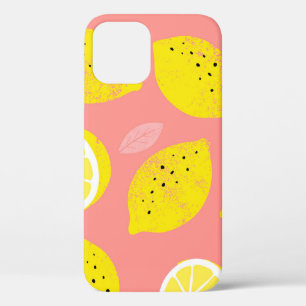 Lemon print, bright seamless summer pattern. iPhone 12 case