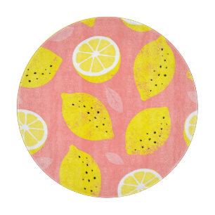 Lemon print, bright seamless summer pattern. cutting board