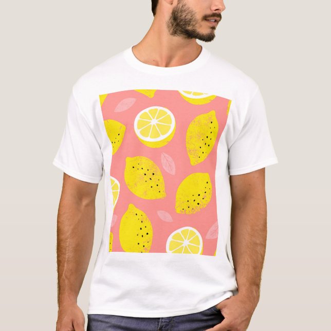 Lemon print, bright seamless summer pattern. T-Shirt (Front)