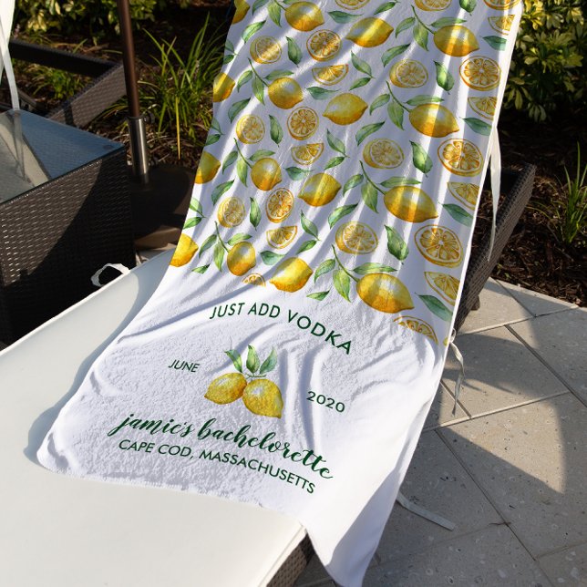 Lemon Print | Citrus Bachelorette Weekend Beach Towel (Creator Uploaded)