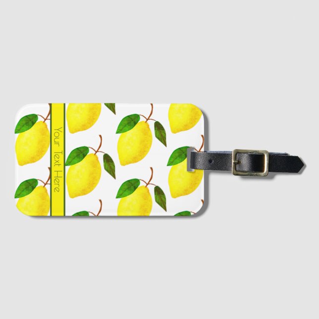 Lemon Print Luggage Tag (Front Horizontal)