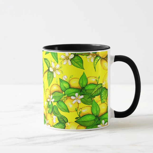 Lemon print mug on yellow (Right)