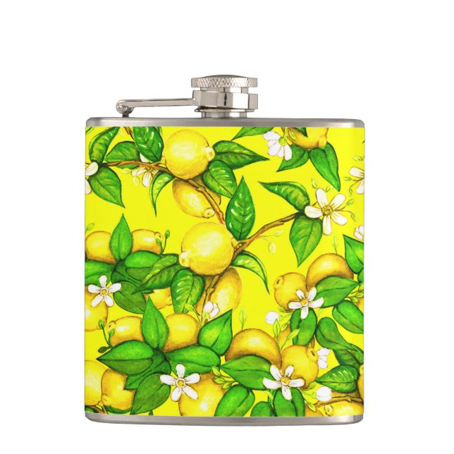 Lemon print on yellow flask (Front)