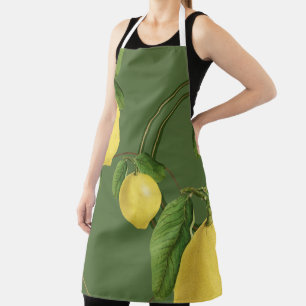 Lemon Print Pattern   Green Apron