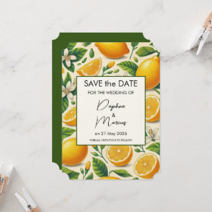 Lemon Print Save the Date Wedding Invitation