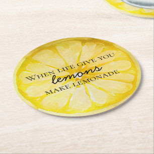 Lemon Quote Round Paper Coaster
