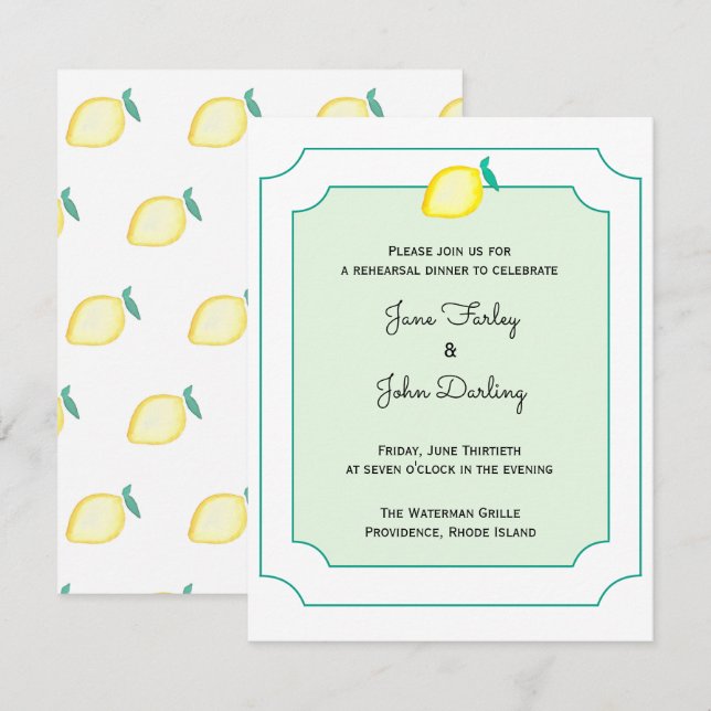 Lemon Rehearsal Dinner Invitation (Front/Back)