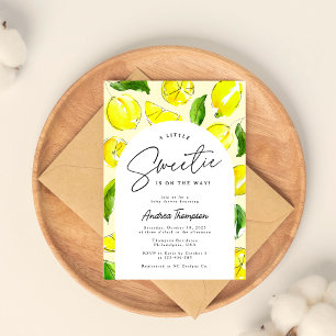 Lemon Retro Arch Little Sweetie Yellow Baby Shower Invitation