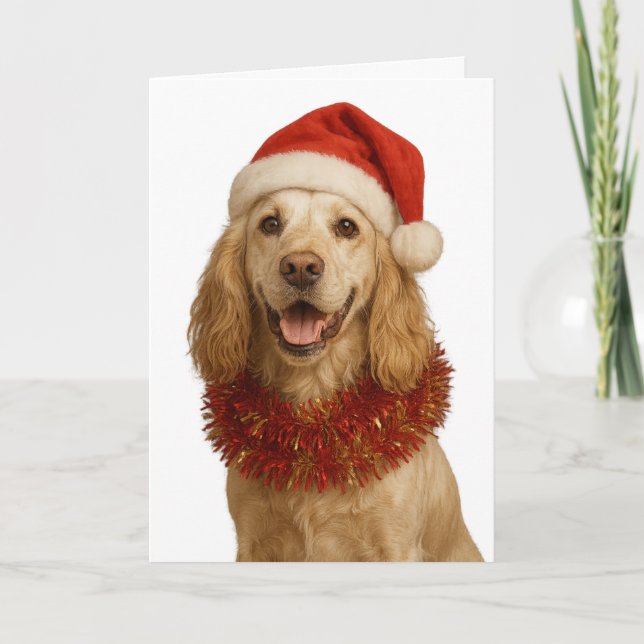 Lemon roan Cocker Spaniel Happy Christmas card (Front)