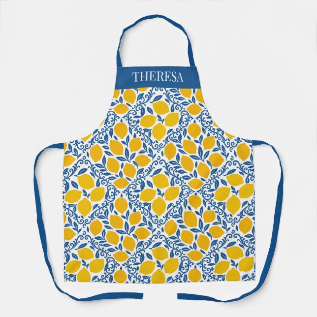 Lemon Rustic Farmhouse French Country Recipe Apron (Front)