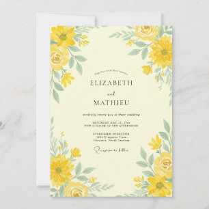 Lemon Sage Leaf Wedding Invitation