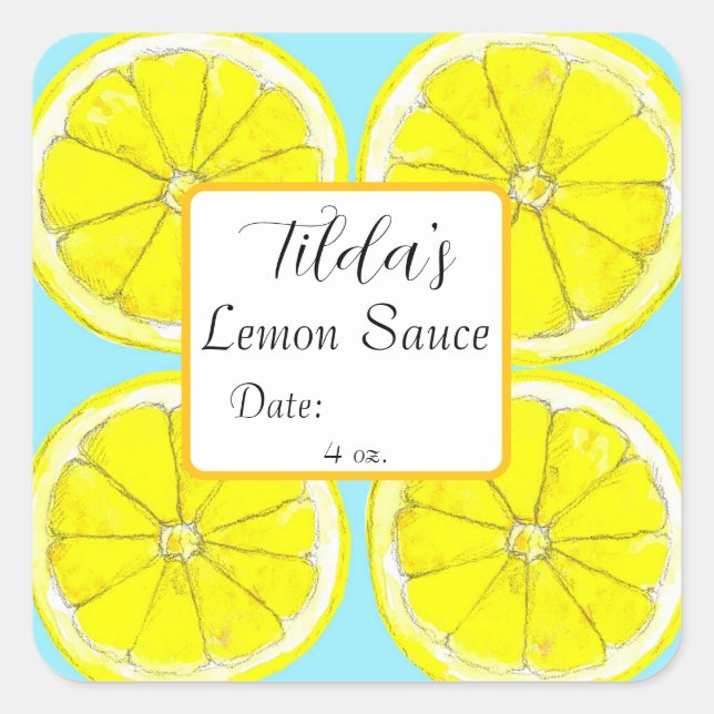 Lemon Sauce Homemade Condiment Jar Label (Front)