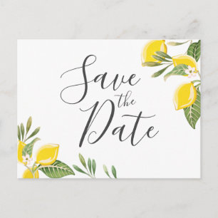 Lemon Save the Date Postcard Elegant Summer Boho