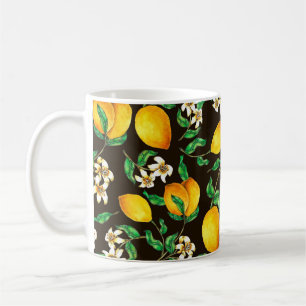 Lemon Seamless Pattern hand painted in watercolor Coffee Mug