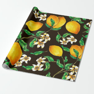 Lemon Seamless Pattern hand painted in watercolor Wrapping Paper