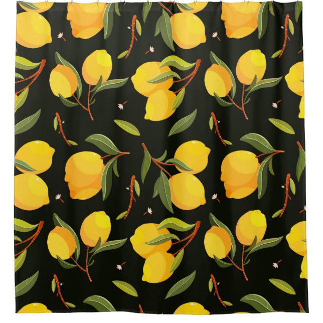 Lemon seamless pattern. Handpainted lemon illustra Shower Curtain (Front)