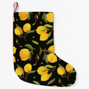 Lemon seamless pattern. Handpainted lemon illustra Small Christmas Stocking