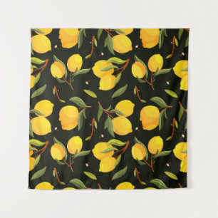Lemon seamless pattern. Handpainted lemon illustra Tapestry