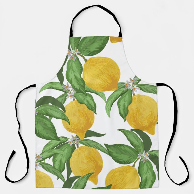 Lemon seamless vintage pattern. Tropical fruit bac Apron (Front)