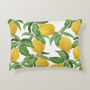 Lemon seamless vintage pattern. Tropical fruit bac Decorative Cushion
