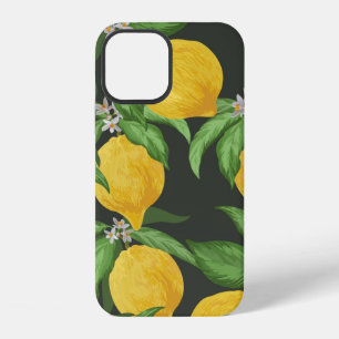 Lemon seamless vintage pattern. Tropical fruit bac iPhone 12 Case