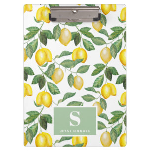 Lemon Season Monogrammed Clipboard