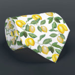 Lemon Season | Tie<br><div class="desc">The prime season of a lemon harvest is from late winter to early summer.  However,  you can celebrate the delight of a citrus bloom all year round with this custom necktie.  

 It features a vibrant yellow and green lemon pattern.</div>