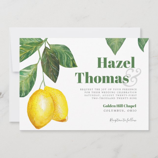 Lemon Season Wedding Celebration | Invitation (Front)