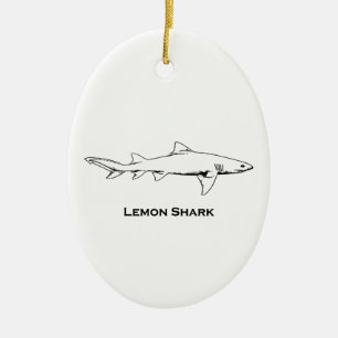 Lemon Shark Illustration Ceramic Tree Decoration