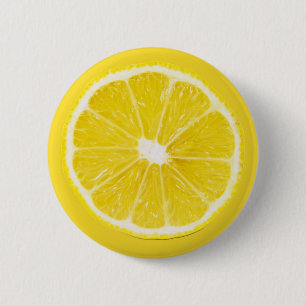 lemon slice 6 cm round badge