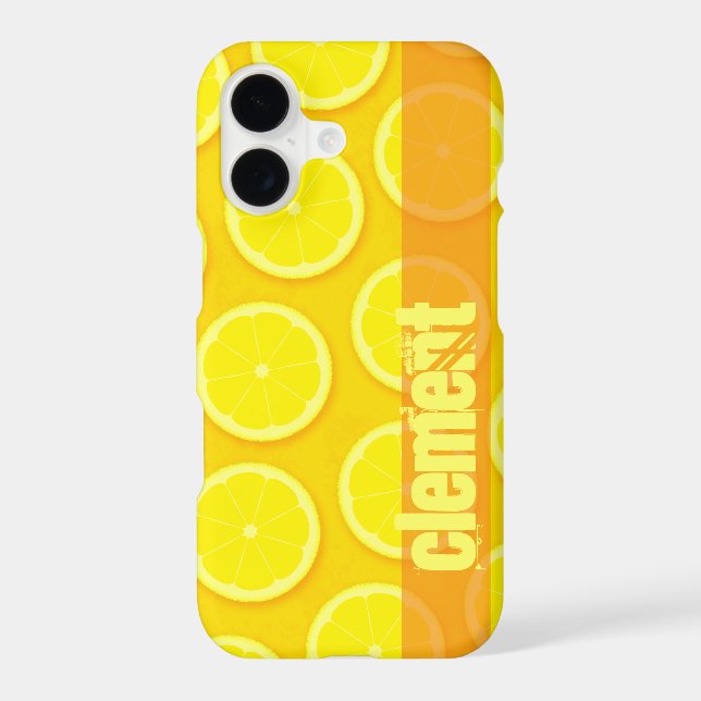 Lemon slice bright yellow name iphone case (Back)