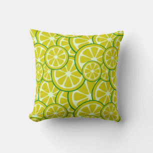 Lemon Slice Citric Fruit Art Yellow Lime Citrus Cushion