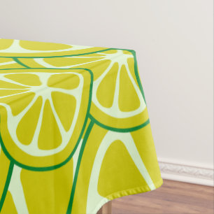 Lemon Slice Citric Fruit Art Yellow Lime Citrus Tablecloth