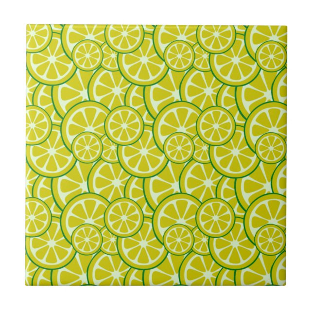 Lemon Slice Citric Fruit Yellow Citrus Lemonade Tile (Front)