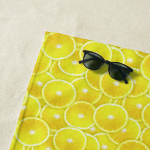 Lemon Slice Digital Montage Beach Towel