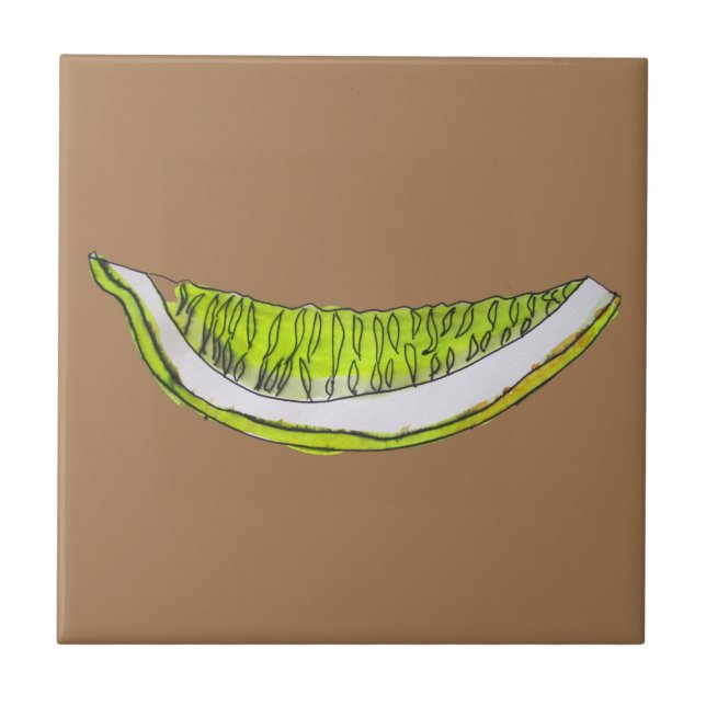 Lemon Slice fruit watercolour illustration Tile (Front)