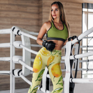 Lemon Slice Fruit Yellow Patterned   Leggings