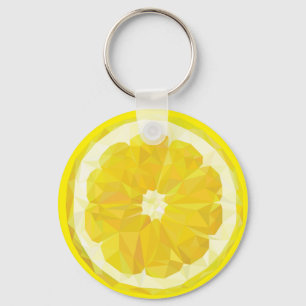 Lemon Slice Geometric Design Fruit  Key Ring