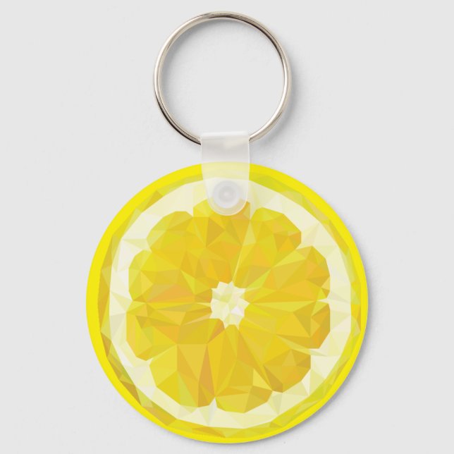 Lemon Slice Geometric Design Fruit  Key Ring (Front)