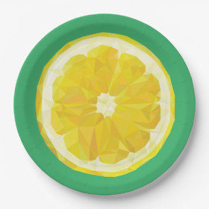 Lemon Slice Geometric Design Fruit Paper Plate