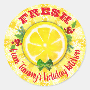 Lemon slice holiday baking personalised Christmas Classic Round Sticker