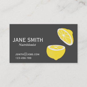 Lemon slice nutritionist wellness coach business card