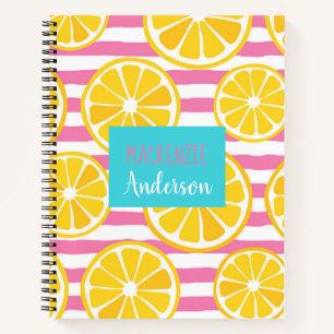 Lemon Slice Pink Stripe Notebook