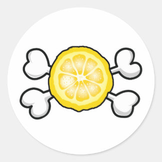 lemon slice Skull and Crossbones Classic Round Sticker