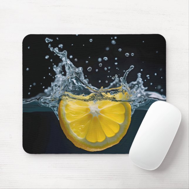 Lemon Slice Water Splash Mouse Mat (With Mouse)