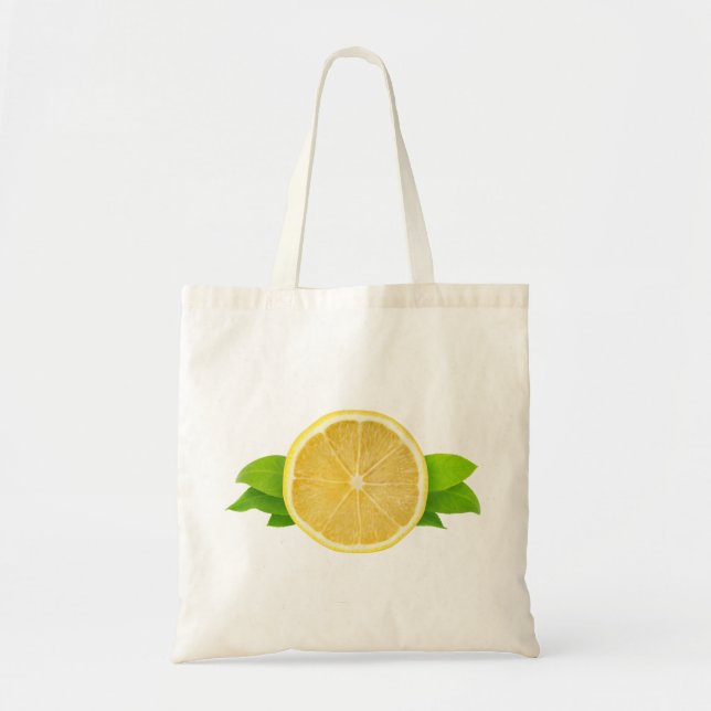 Lemon slice with leaves tote bag (Front)