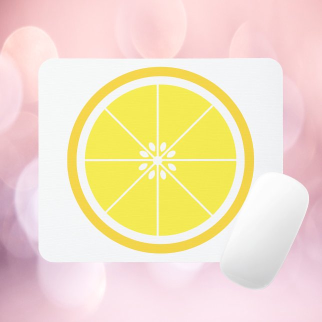 Lemon Slice Yellow Mouse Mat (A mousepad with a yellow lemon slice.)