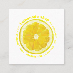 Lemon Slice yellow square business card. Square Business Card