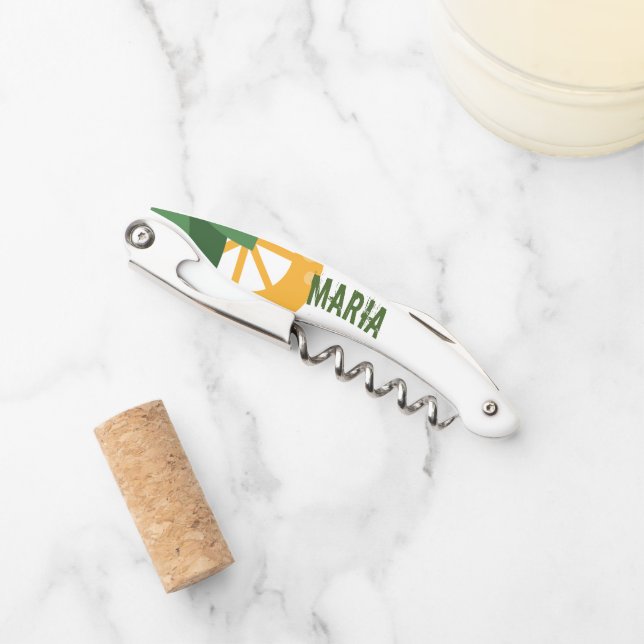Lemon Slices and Leaves Monogram Corkscrew (Front)