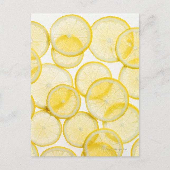 Lemon slices arranged in pattern backlit postcard (Front)